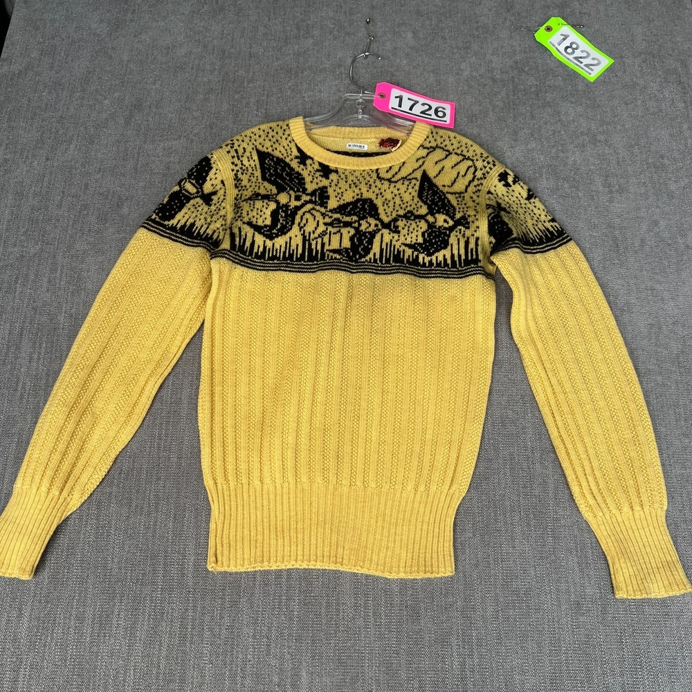 Vintage McGregor Sportswear Duck Hunting Sweater Mens 42 Yellow Black Pullover